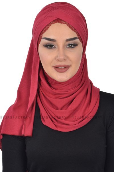 Filippa - Bordeaux Praktisk Bumull Hijab - Ayse Turban