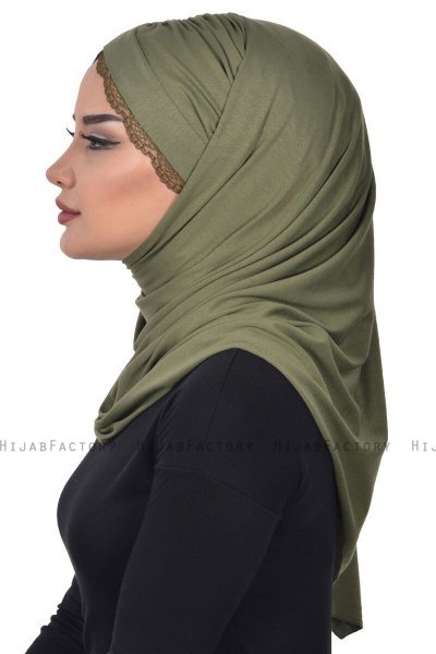 Filippa - Khaki Praktisk Bumull Hijab - Ayse Turban