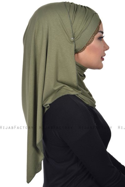 Filippa - Khaki Praktisk Bumull Hijab - Ayse Turban
