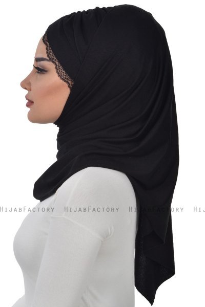 Filippa - Svart Praktisk Bumull Hijab - Ayse Turban