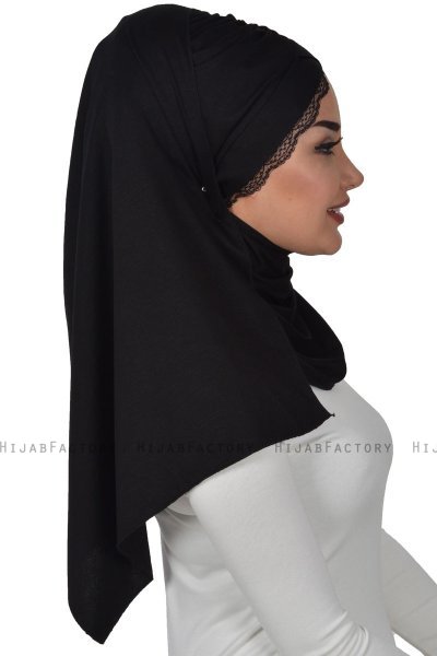 Filippa - Svart Praktisk Bumull Hijab - Ayse Turban