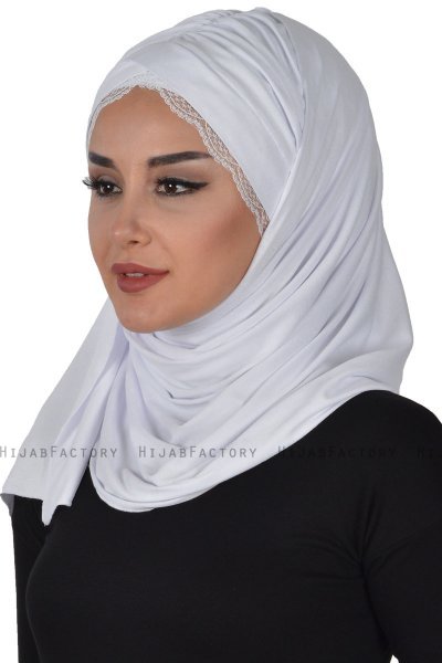 Filippa - Hvit Praktisk Bumull Hijab - Ayse Turban