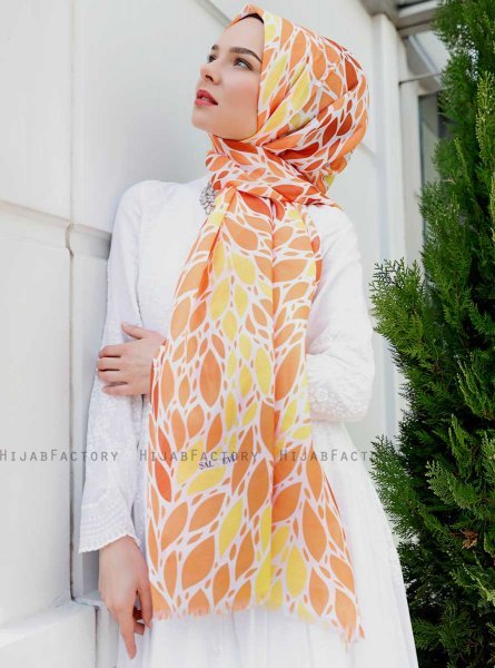 Gemila - Oransje Mønstret Hijab - Sal Evi