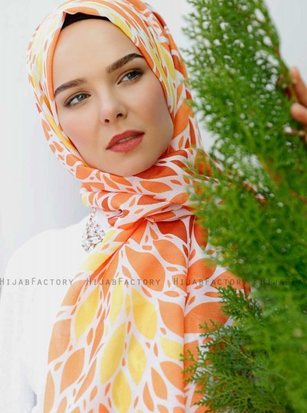 Gemila - Oransje Mønstret Hijab - Sal Evi