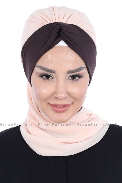 Gill - Beige & Brun Praktisk Hijab