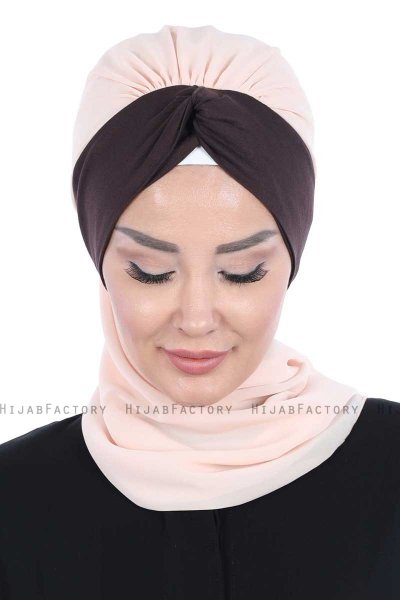 Gill - Beige & Brun Praktisk Hijab