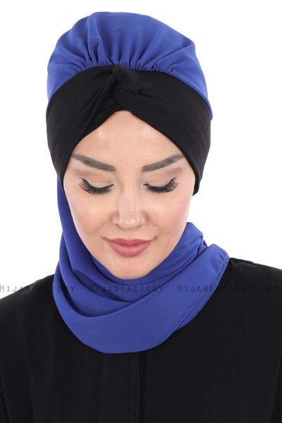 Gill - Blå & Svart Praktisk Hijab