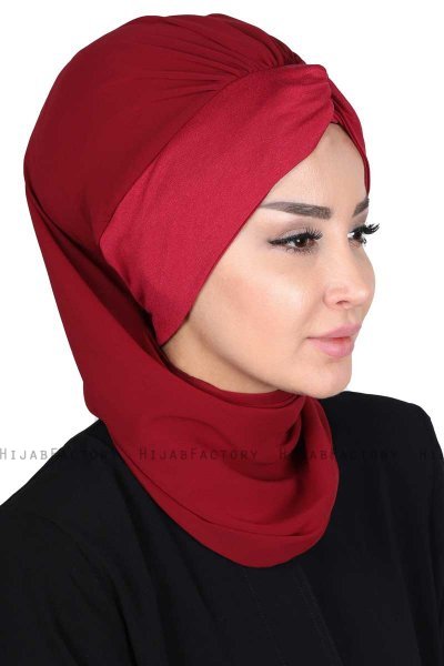Gill - Bordeaux & Bordeaux Praktisk Hijab