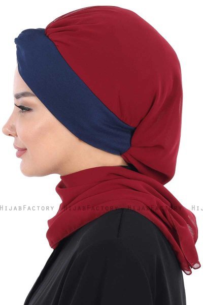 Gill - Bordeaux & Marineblå Praktisk Hijab