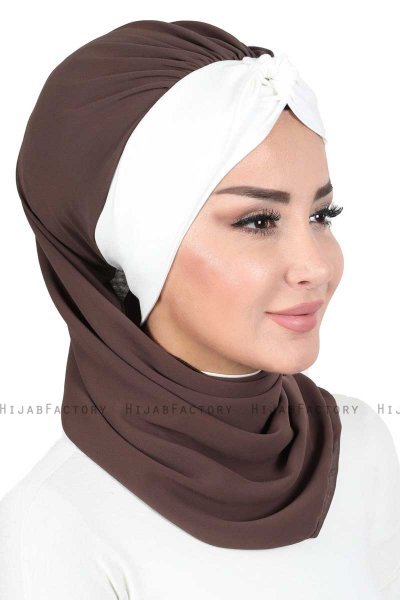 Gill - Brun & Creme Praktisk Hijab