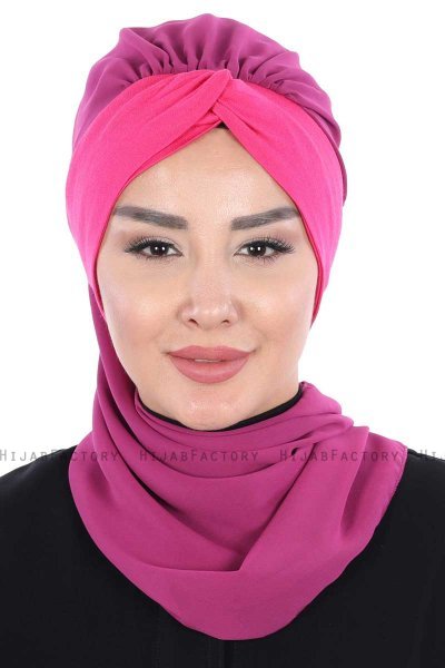 Gill - Fuchsia & Fuchsia Praktisk Hijab