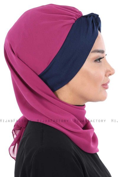 Gill - Fuchsia & Marineblå Praktisk Hijab