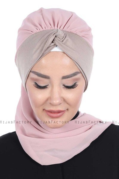 Gill - Gammelrosa & Taupe Praktisk Hijab