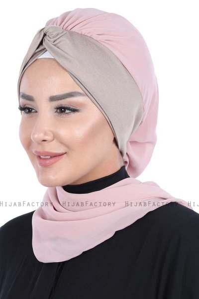 Gill - Gammelrosa & Taupe Praktisk Hijab