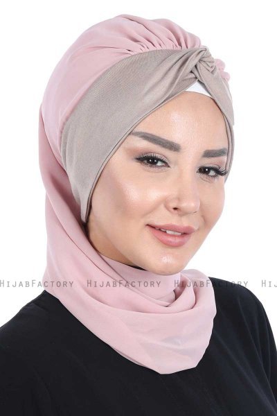 Gill - Gammelrosa & Taupe Praktisk Hijab