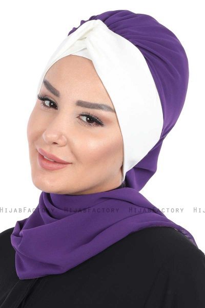 Gill - Lilla & Creme Praktisk Hijab