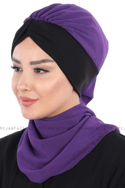 Gill - Lilla & Svart Praktisk Hijab