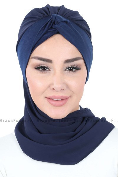 Gill - Marineblå & Marineblå Praktisk Hijab