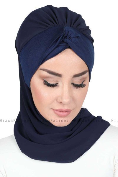 Gill - Marineblå & Marineblå Praktisk Hijab