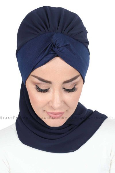 Gill - Marineblå & Marineblå Praktisk Hijab