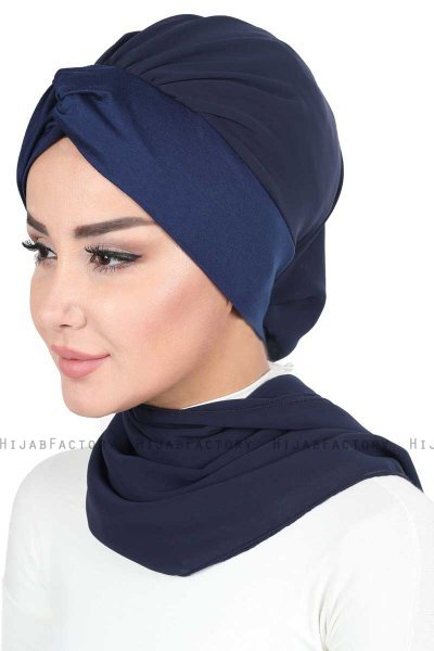 Gill - Marineblå & Marineblå Praktisk Hijab