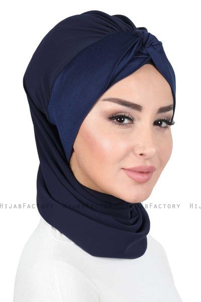 Gill - Marineblå & Marineblå Praktisk Hijab