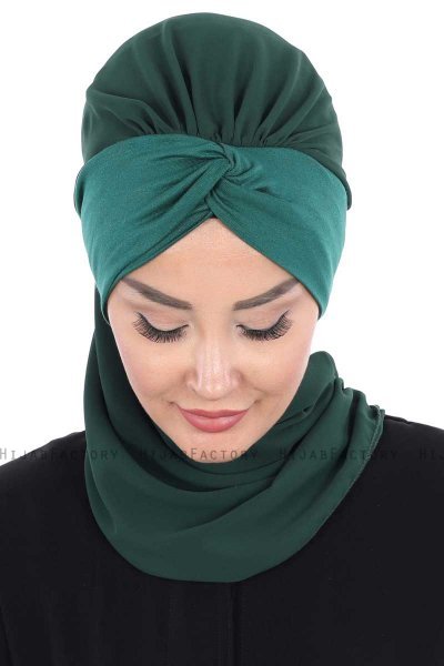 Gill - Mørk Grønn & Mørk Grønn Praktisk Hijab
