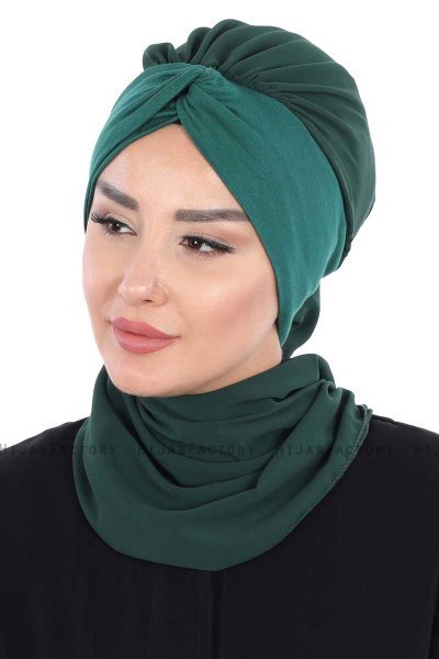 Gill - Mørk Grønn & Mørk Grønn Praktisk Hijab