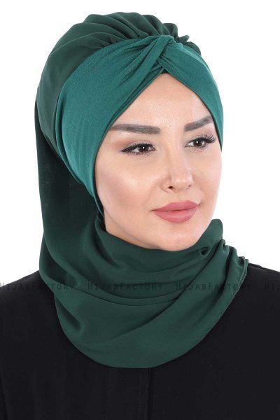 Gill - Mørk Grønn & Mørk Grønn Praktisk Hijab