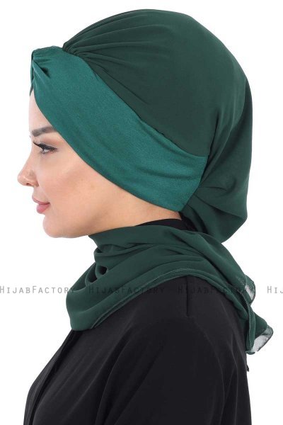 Gill - Mørk Grønn & Mørk Grønn Praktisk Hijab