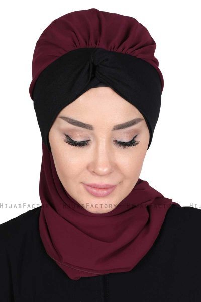 Gill - Plomme & Svart Praktisk Hijab