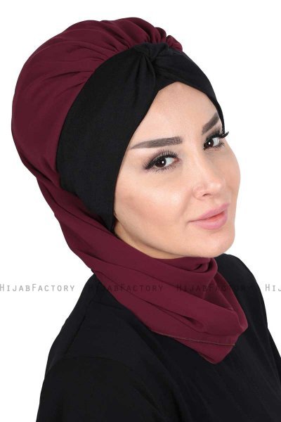 Gill - Plomme & Svart Praktisk Hijab