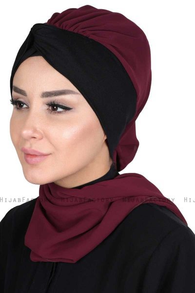 Gill - Plomme & Svart Praktisk Hijab