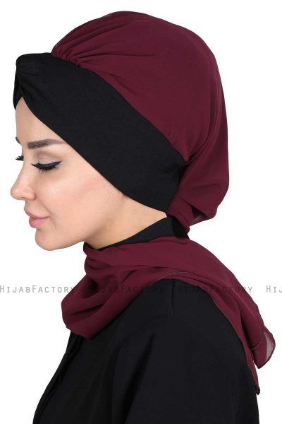 Gill - Plomme & Svart Praktisk Hijab
