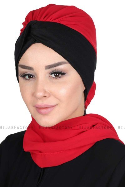 Gill - Rød & Svart Praktisk Hijab