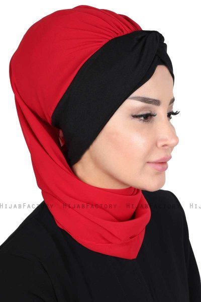 Gill - Rød & Svart Praktisk Hijab