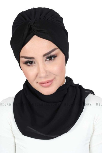 Gill - Svart & Svart Praktisk Hijab