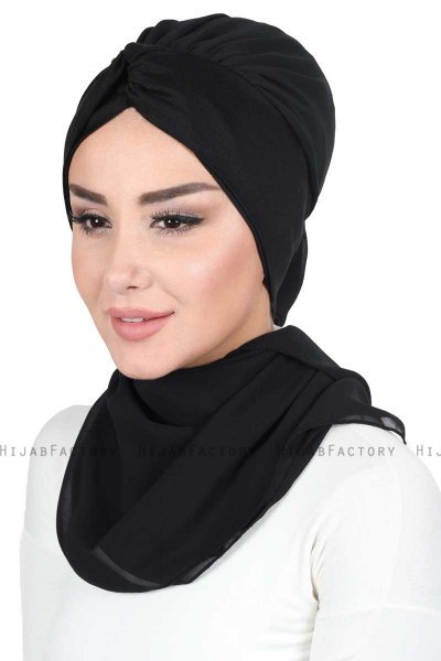 Gill - Svart & Svart Praktisk Hijab