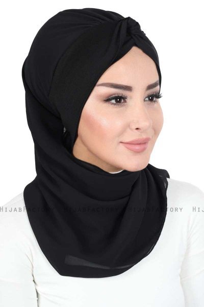 Gill - Svart & Svart Praktisk Hijab