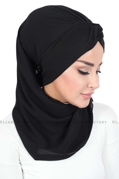 Gill - Svart & Svart Praktisk Hijab