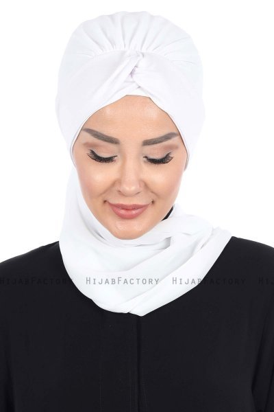 Gill - Hvit & Hvit Praktisk Hijab