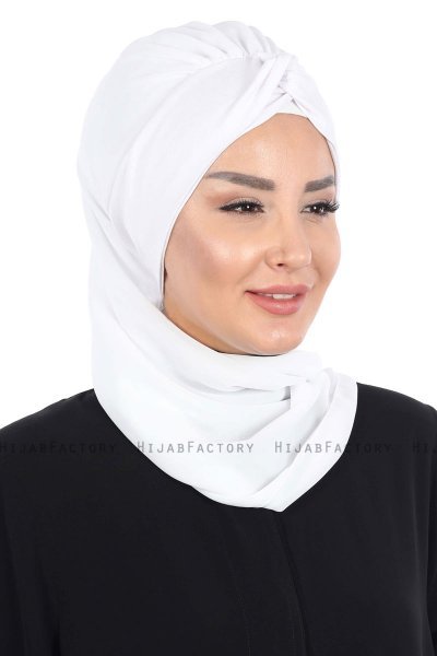 Gill - Hvit & Hvit Praktisk Hijab
