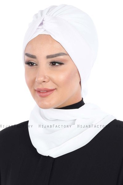 Gill - Hvit & Hvit Praktisk Hijab