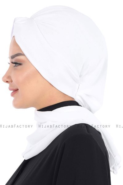 Gill - Hvit & Hvit Praktisk Hijab