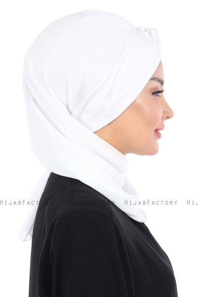 Gill - Hvit & Hvit Praktisk Hijab