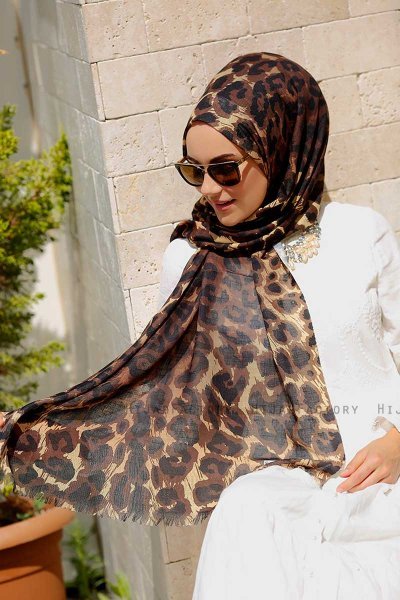 Gizala - Leopard Mønstret Hijab - Sal Evi