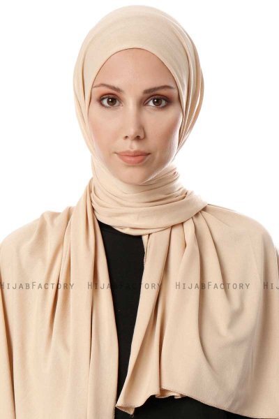 Hande - Beige Bomull Hijab - Gülsoy