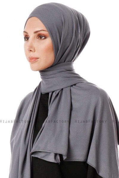 Hande - Mørk Grå Bomull Hijab - Gülsoy