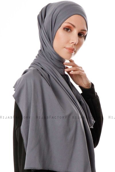 Hande - Mørk Grå Bomull Hijab - Gülsoy