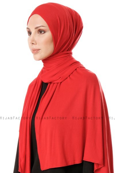 Hande - Rød Bomull Hijab - Gülsoy